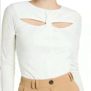 ASTR the Label Twist Cutout Bodysuit in White Size Medium NWT